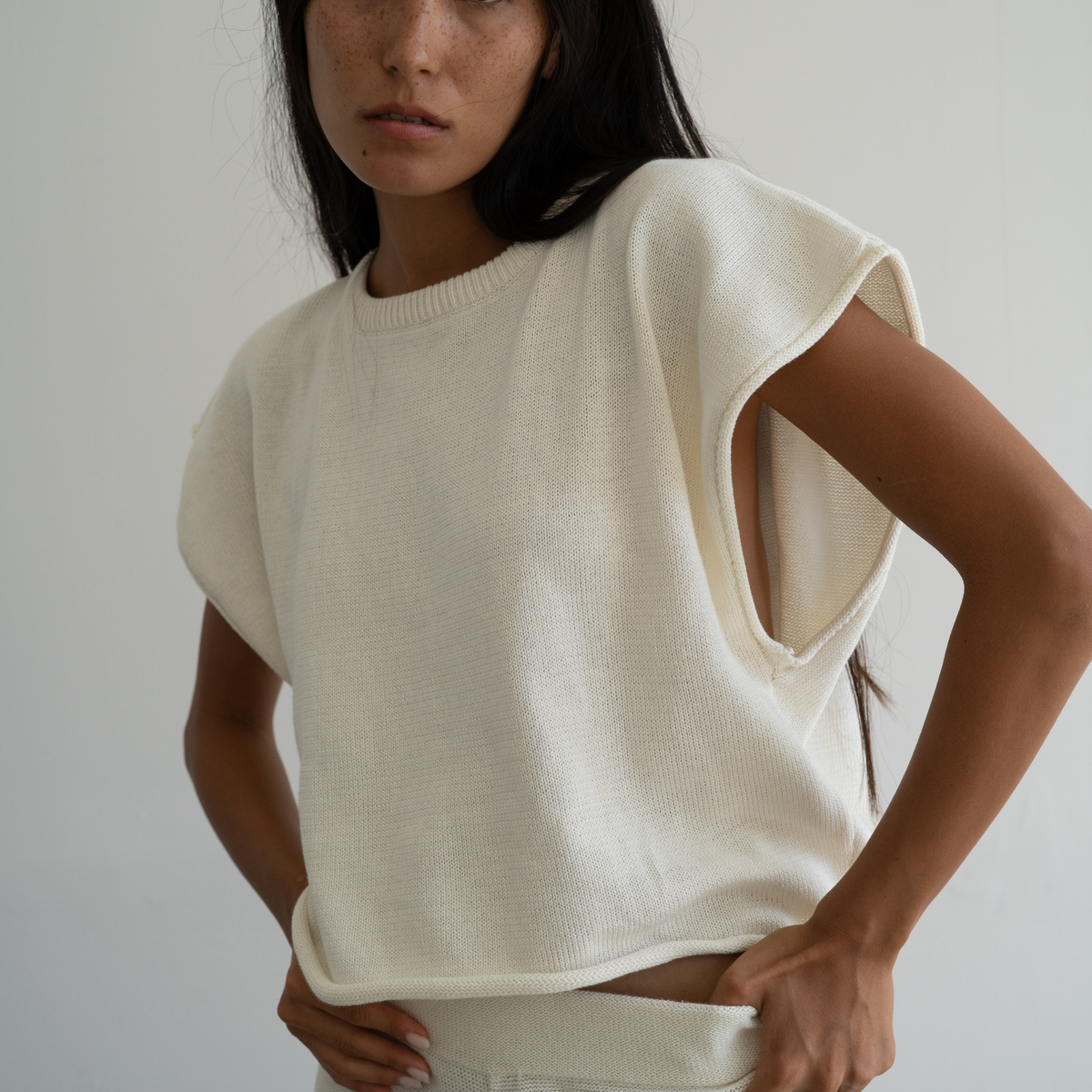 NORA- Cream Knit Vest