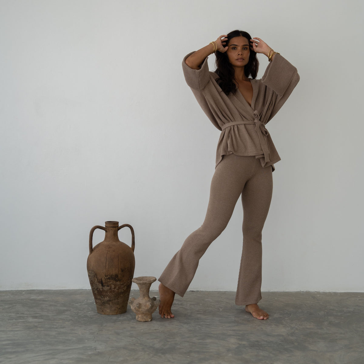 MARK - FAWN Knit Wrap Cardigan