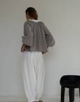 ESME - WISTERIA Gingham & Lace Blouse
