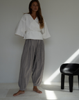 MARLO PLEAT - WISTERIA GINGHAM Linen Pant