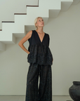 VALERIE - BLACK Broderie & Ramie Top