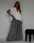YOLLIE - BLACK Linen Gingham Voluminous Pant