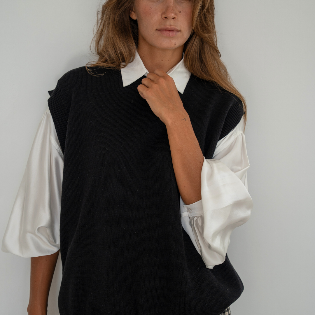 EDITH - BLACK Knit Vest