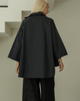 POPLIN - BLACK Lace Trim Shirt