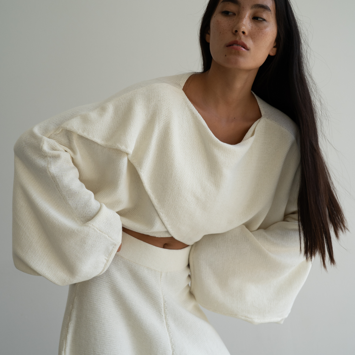 OPHELIA- Cream Knit Cross Sweater
