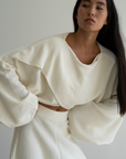 OPHELIA- Cream Knit Cross Sweater
