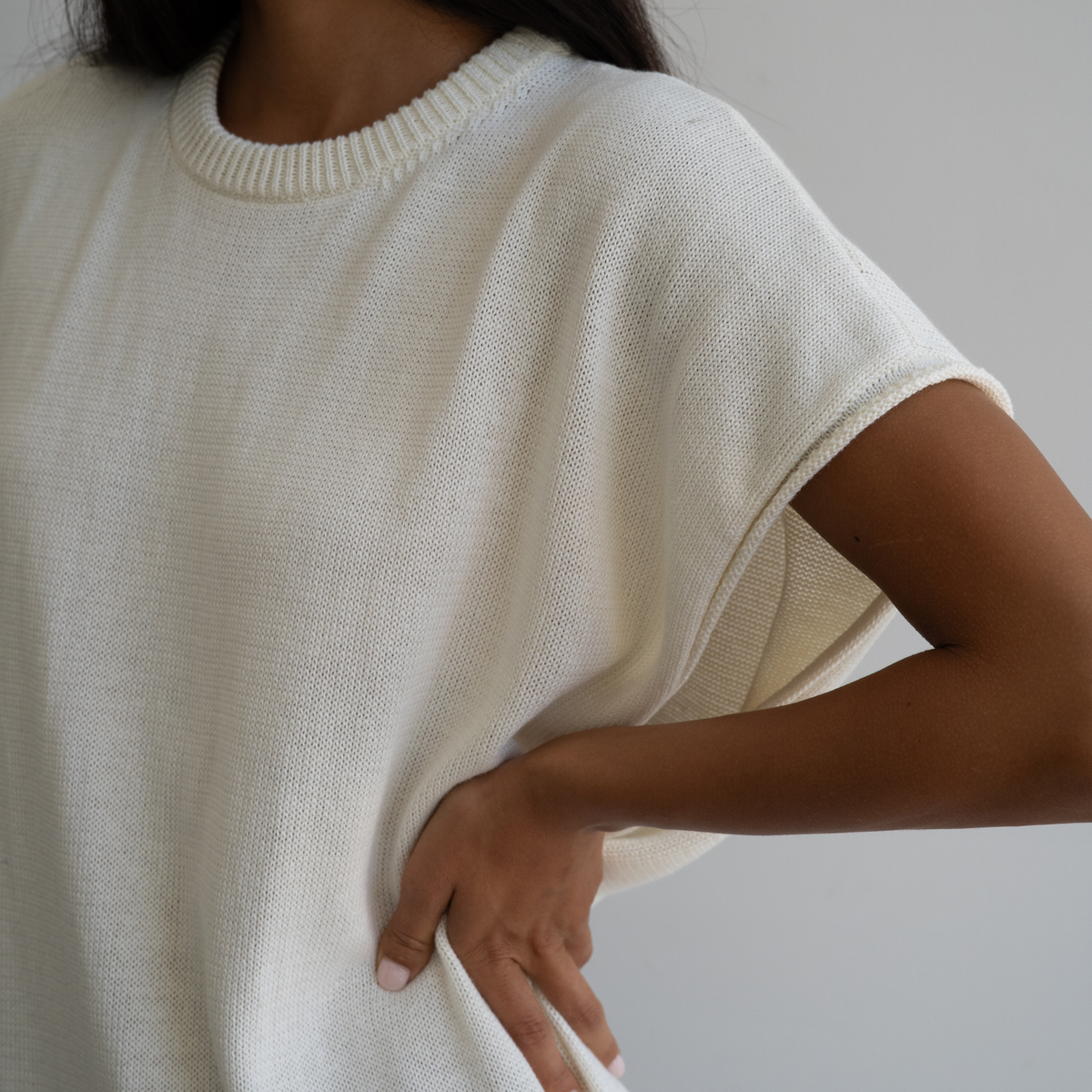 IONE - CREAM Knit Sack Dress
