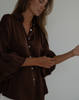 NINA - BURGUNDY Silk Blouse
