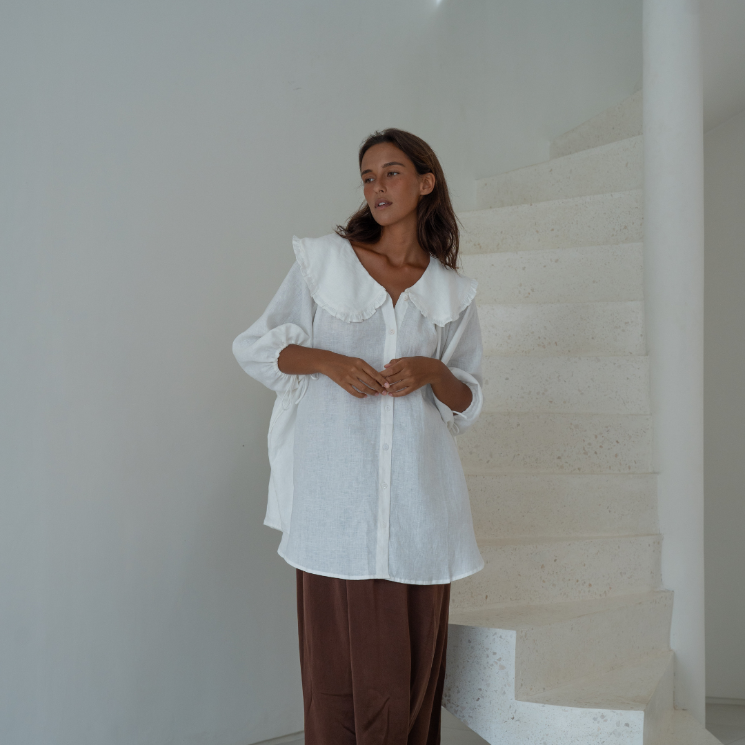 LILIANNE - WHITE Linen Blouse