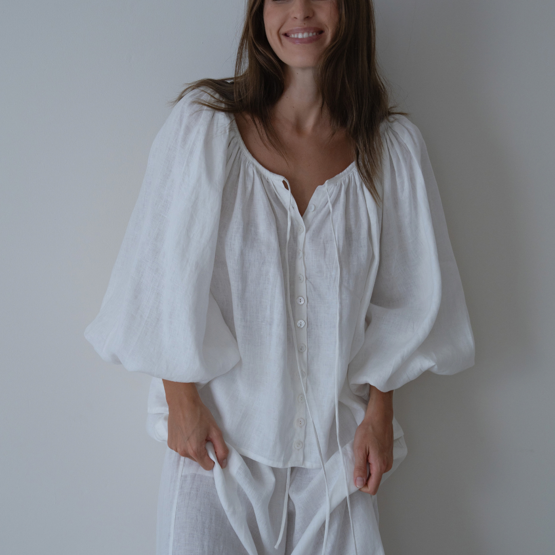 FAITH - White Linen Blouse