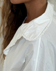 POPLIN - WHITE Lace Trim Shirt