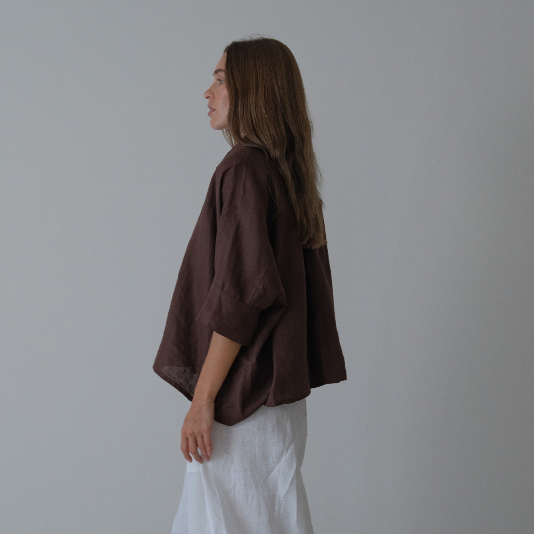 ELIZA - Chocolate Linen Shirt