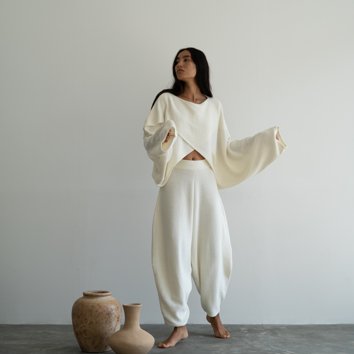 OPHELIA- Cream Knit Cross Sweater