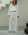 CELESTE - WHITE Broderie Pants