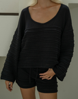 ALMA - BLACK Textured Knit Sweater