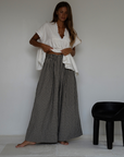 YOLLIE - BLACK Linen Gingham Voluminous Pant