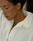 POPLIN - WHITE Lace Trim Shirt
