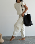 ELKE - CREAM Knit Volume Pant