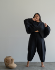 ELKE - BLACK Knit Volume Pant