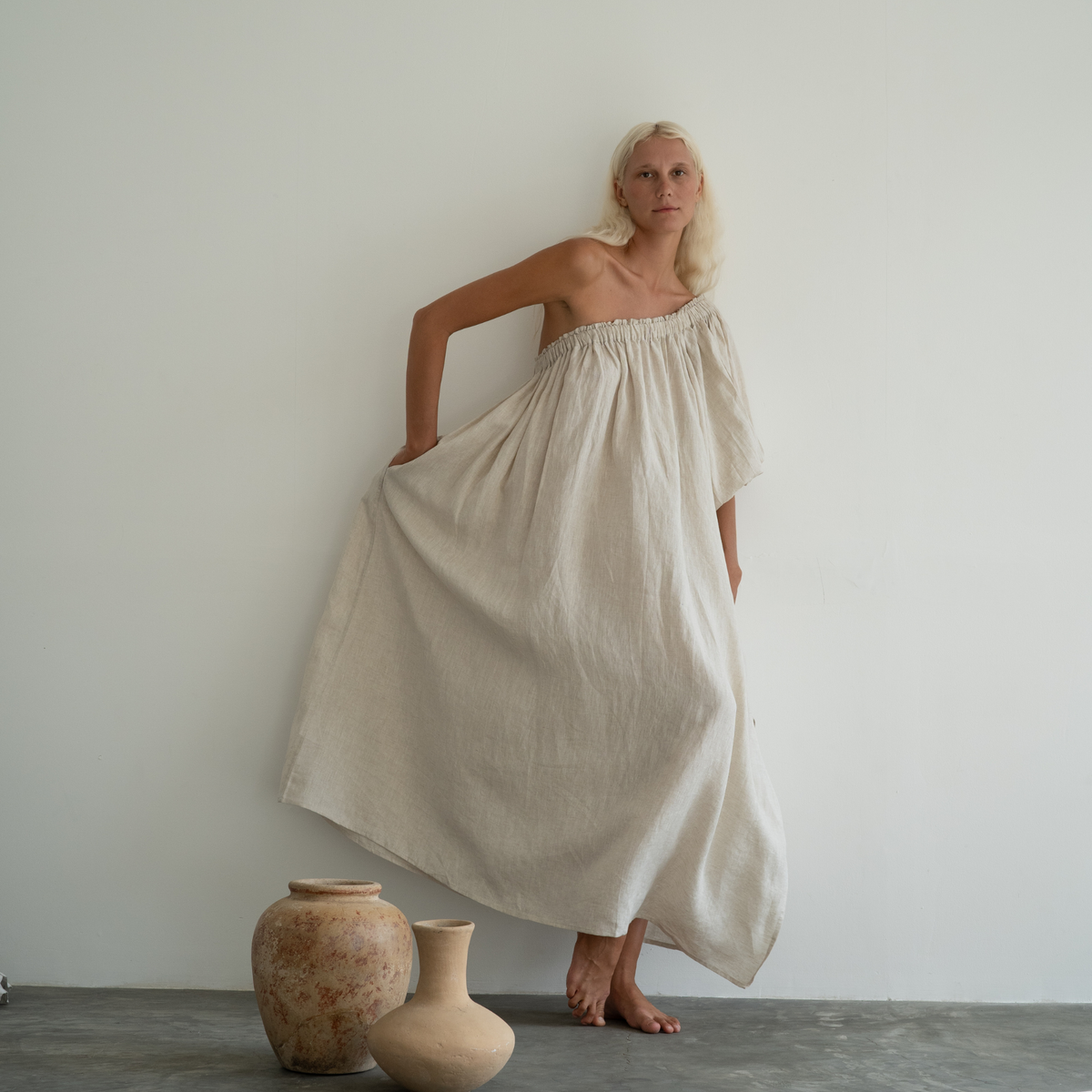 ODETTE - NATURAL Linen Gown