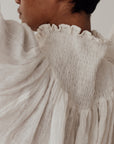 ELEANOR - WHITE Crinkle Linen Collared Maxi Dress