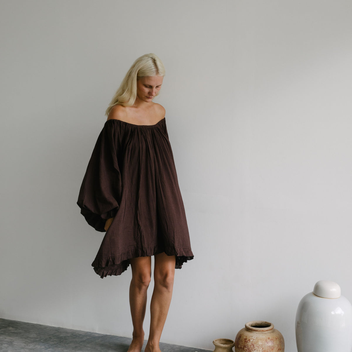 OPAL - CHOCOLATE Smock Dress