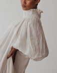 ELEANOR - WHITE Crinkle Linen Collared Maxi Dress