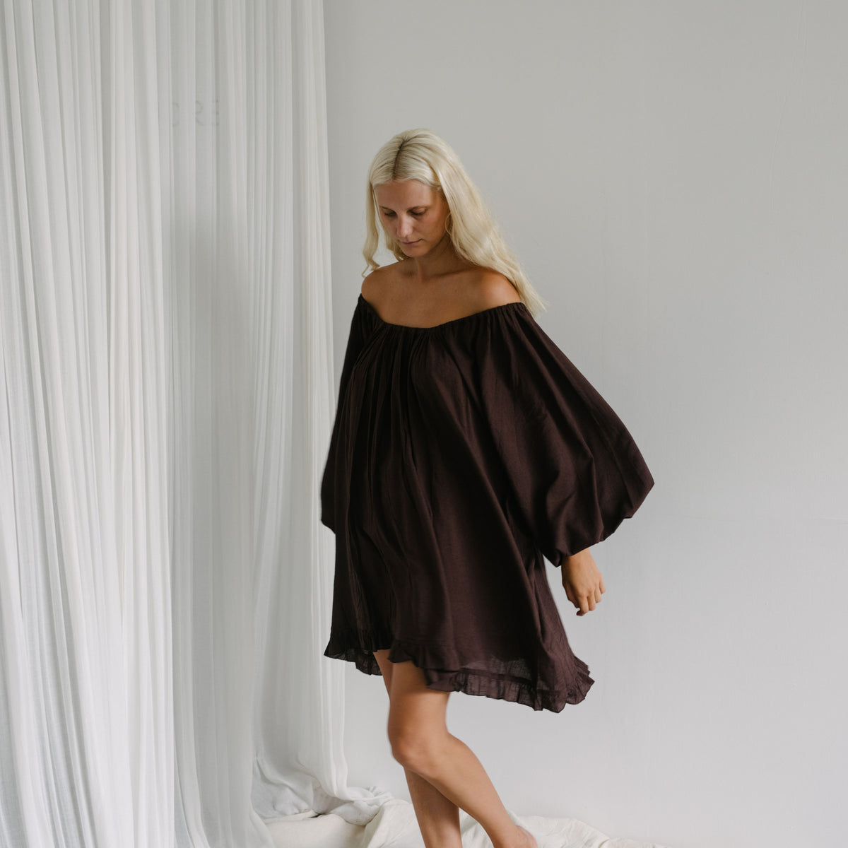 OPAL - CHOCOLATE Smock Dress
