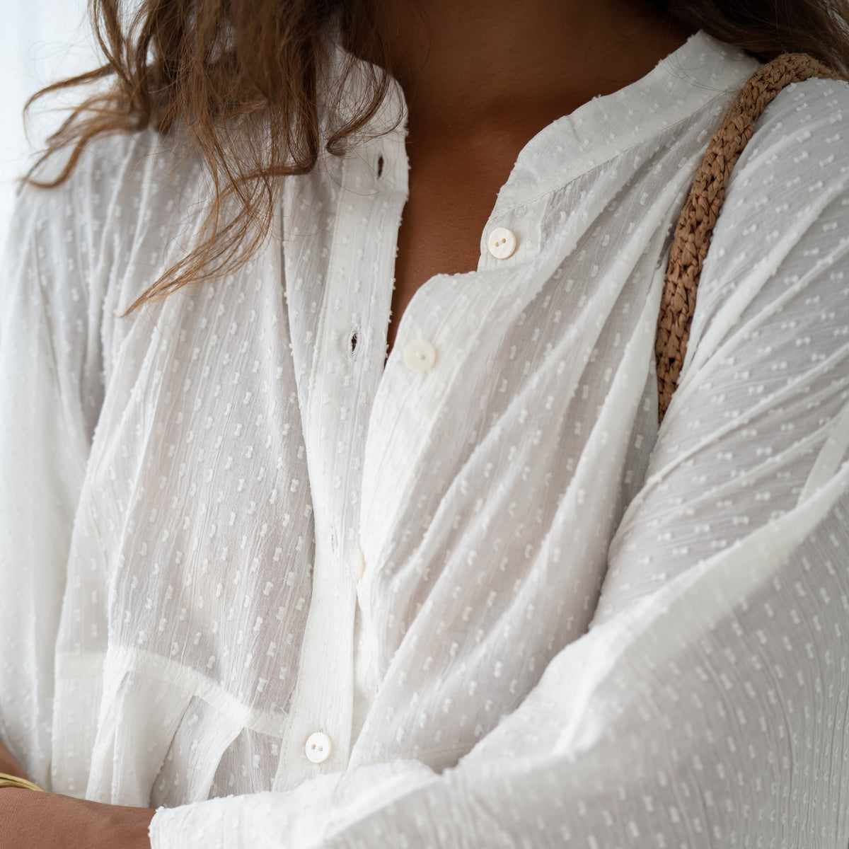 AIDEN - WHITE Buttoned Dress